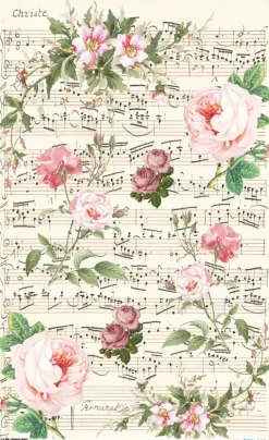 Papel de arroz Musical Flowers PapersForYou 54x33cm