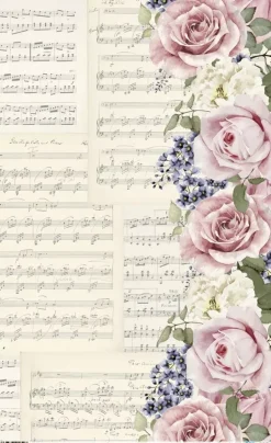 Papel de arroz Notas y flores PapersForYou 54x33cm