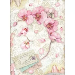 Papel de arroz Orquídea Rosa Orchids and Cats Stamperia 21x30cm