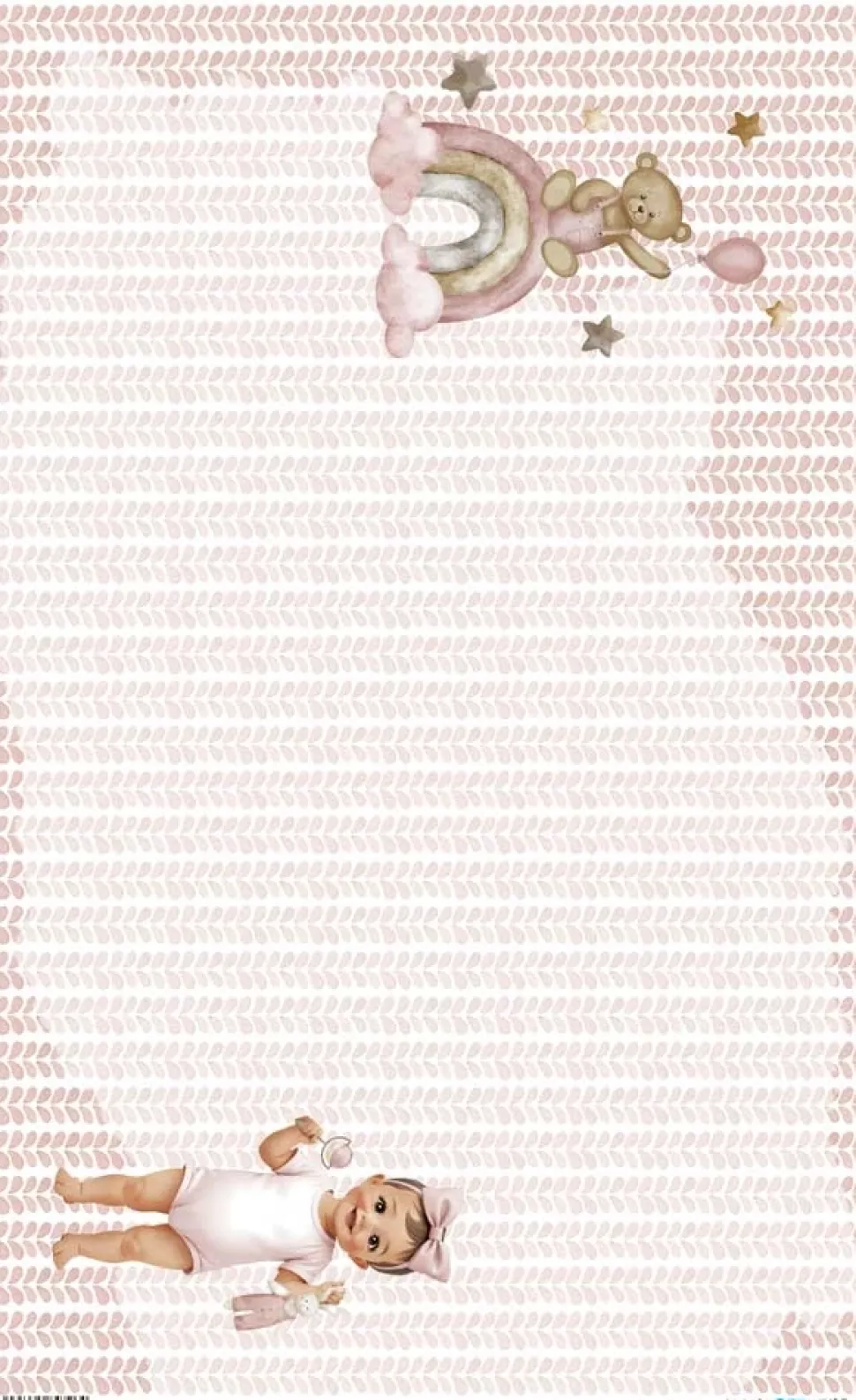 Papel de arroz Osito Sweet Baby Girl PapersForYou 54x33cm