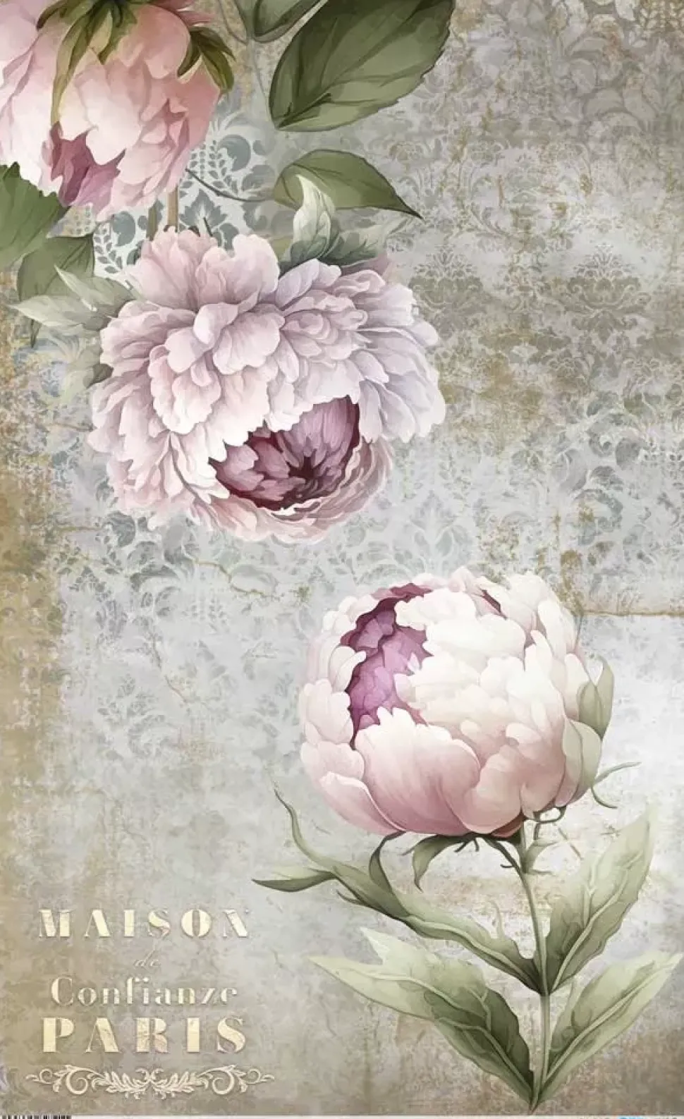 Papel de Arroz Peonies II La Vie en Fleurs PapersForYou 54x33cm