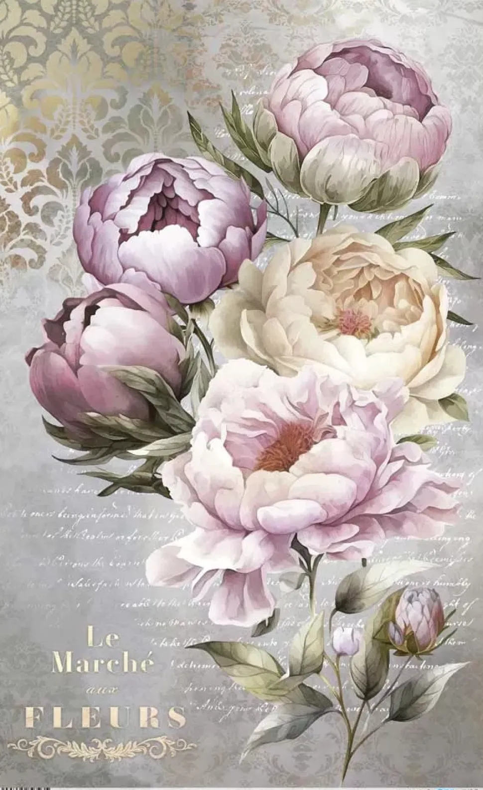 Papel de Arroz Peonies IV La Vie en Fleurs PapersForYou 54x33cm