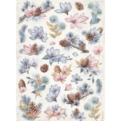 Papel de arroz Piñas y Flores Dewdrops Stamperia 21x30cm