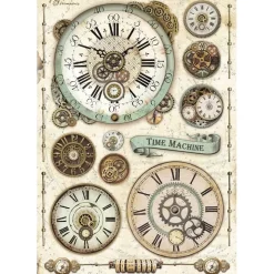 Papel de arroz Reloj Voyages Fantastiques Stamperia 21x30cm