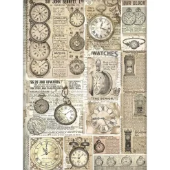 Papel de arroz Relojes Brocante Antiques Stamperia 21x30cm