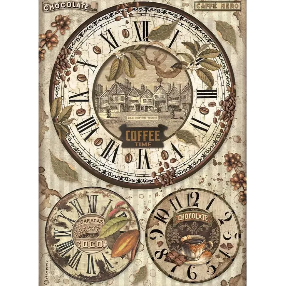 Papel de arroz Relojes Coffee & Chocolate Stamperia