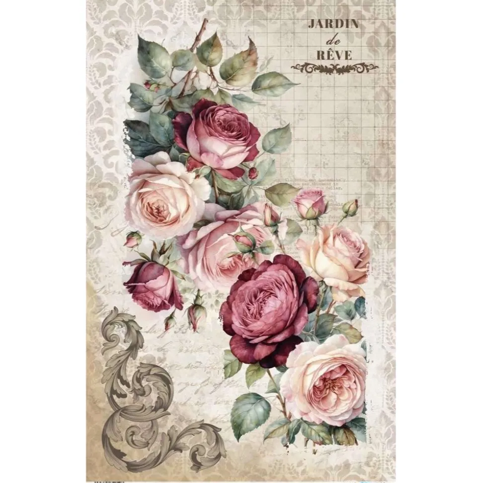 Papel de Arroz Rosé II La Vie en Fleurs II PapersForYou 54x33cm