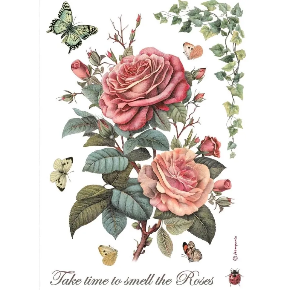 Papel de arroz Rosas Grandes Best Sellers Stamperia 21x30cm