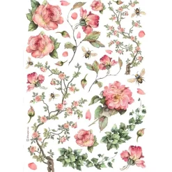 Papel de arroz Rosas y Hiedra Best Sellers Stamperia 21x30cm