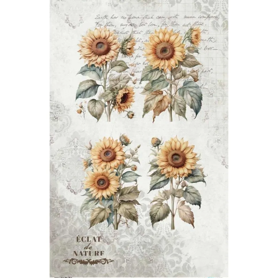 Papel de Arroz Sunflowers III La Vie en Fleurs II PapersForYou 54x33cm