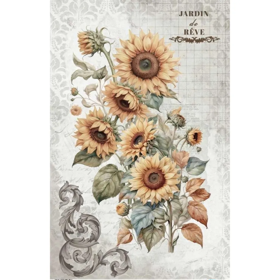 Papel de Arroz Sunflowers II La Vie en Fleurs II PapersForYou 54x33cm