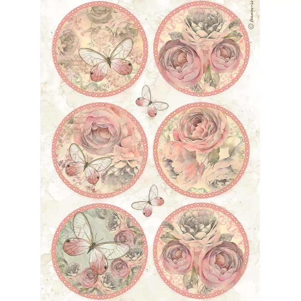 Papel de Arroz Tags Shabby Rose Stamperia 21x30cm