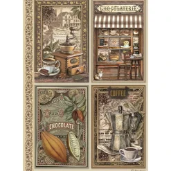 Papel de arroz Tarjetas Coffee & Chocolate Stamperia