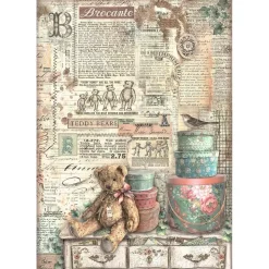 Papel de arroz Teddy Bears Brocante Antiques Stamperia 21x30cm