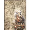 Papel de arroz Tren Sir Vagabond in Fantasy World Stamperia 21x30cm