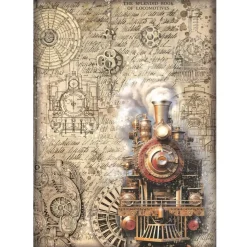 Papel de arroz Tren Sir Vagabond in Fantasy World Stamperia 21x30cm