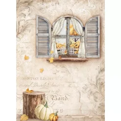 Papel de arroz Ventana Romantic Golden Harmony Stamperia 21x30cm
