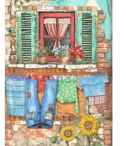 Papel de arroz Window Sunflower Art Stamperia 21x29,7cm