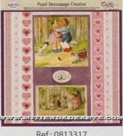 Papel de Decoupage 0813317 Estampas y corazones 30x30 cm. Dayka