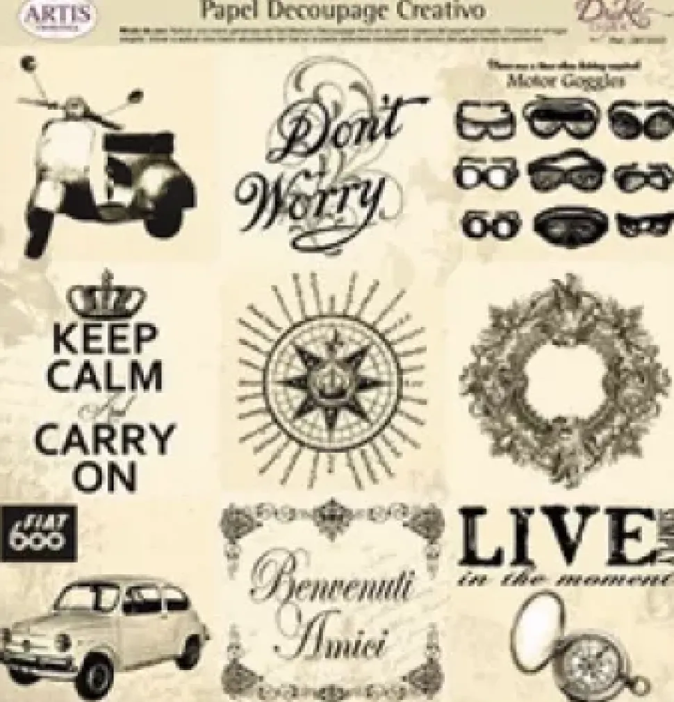 Papel de Decoupage 0813333 Fiat 600 30x30 cm. Dayka