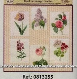 Papel de Decoupage 0813255 Rayas y flores 30x30 cm. Dayka