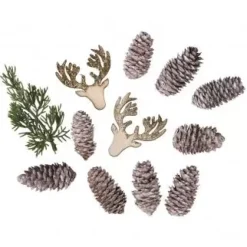 Piñas y Ciervos de Madera para Decoración Rayher