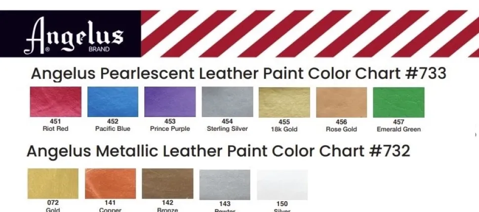 Pintura para cuero y polipiel metálicos y perlescentes Angelus 118ml