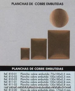 Plancha de cobre embutidas Reig