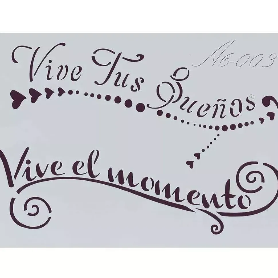 Plantilla de Stencil A6-003 Vive tus sueños, vive el momento 15x10,5cm