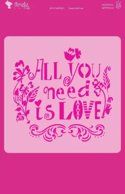 Plantilla de stencil All you need is love 20x20cm
