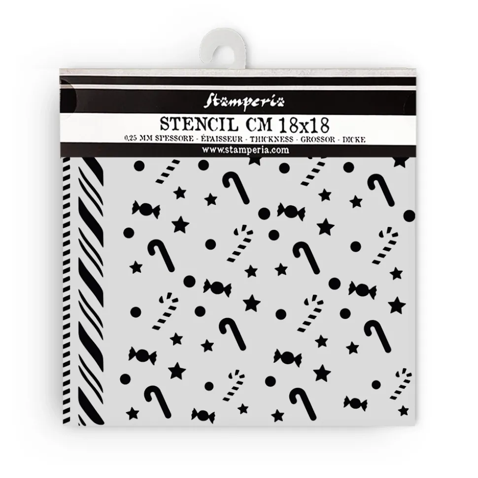 Plantilla de stencil Bastones de caramelo Romantic Candy Christmas Stamperia 18x18cm