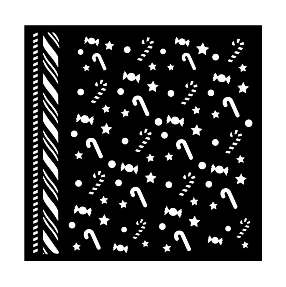 Plantilla de stencil Bastones de caramelo Romantic Candy Christmas Stamperia 18x18cm