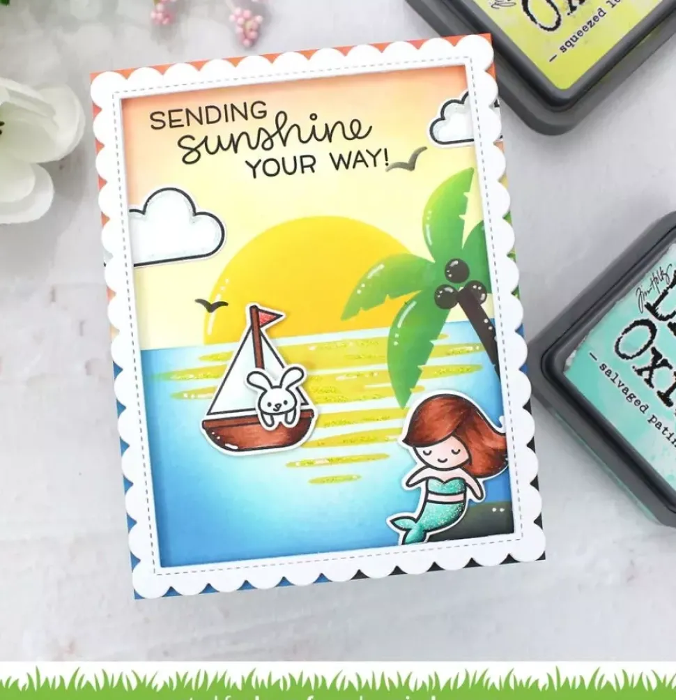 Plantilla de Stencil Beach sunset Lawn Fawn