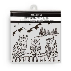 Plantilla de stencil Búhos The Owl's House Stamperia 18x18cm