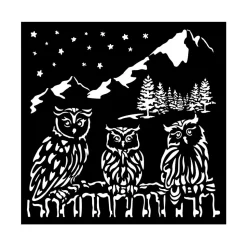 Plantilla de stencil Búhos The Owl's House Stamperia 18x18cm