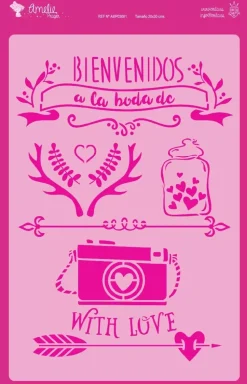 Plantilla de stencil Bienvenidos a la boda 20x30cm