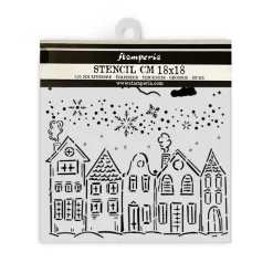 Plantilla de Stencil Casas All You Need For Christmas Stamperia 18x18cm