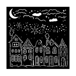 Plantilla de Stencil Casas All You Need For Christmas Stamperia 18x18cm