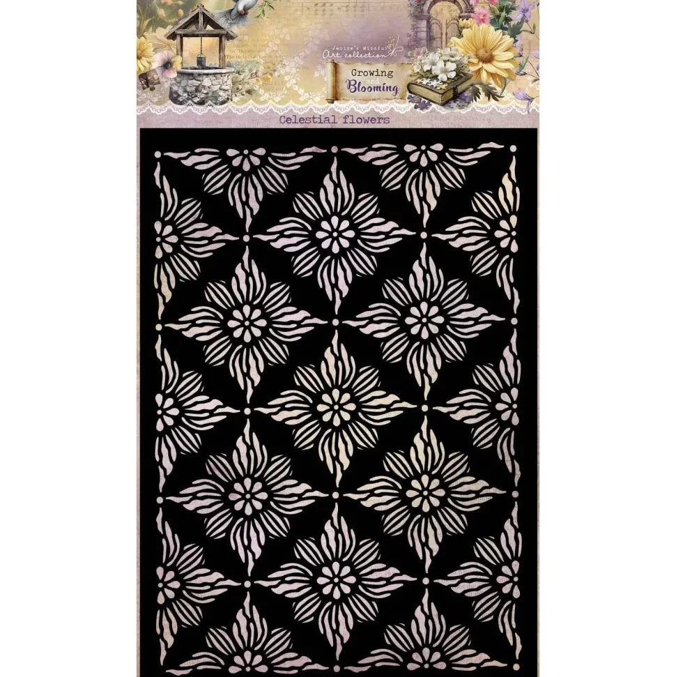 Plantilla de Stencil Celestial Flowers Growing & Blooming Studio Light