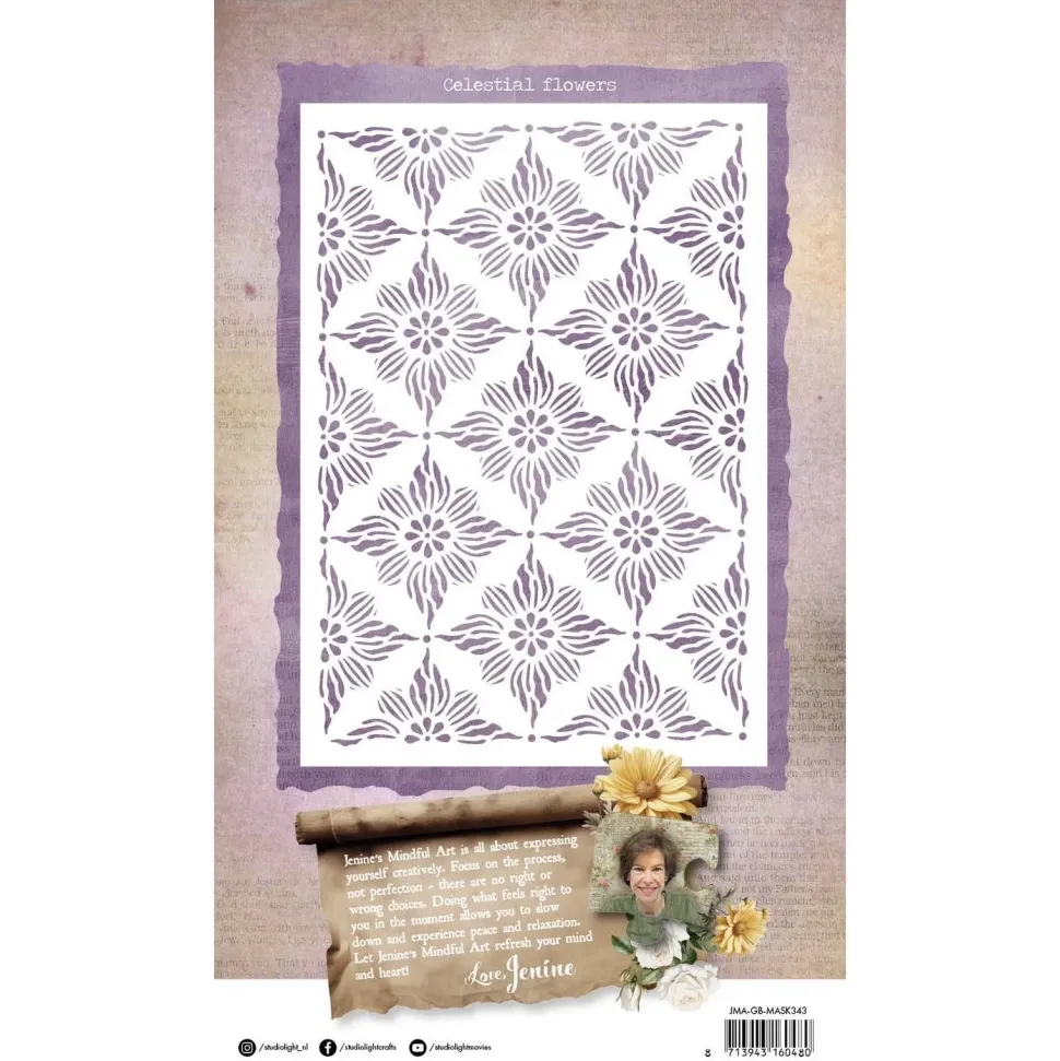 Plantilla de Stencil Celestial Flowers Growing & Blooming Studio Light