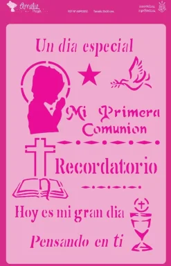 Plantilla de stencil Comunión Recordatorio 20x30cm