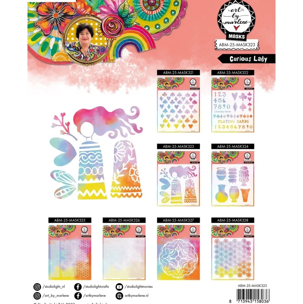 Plantilla de stencil Curious Lady Art By Marlene Studio Light