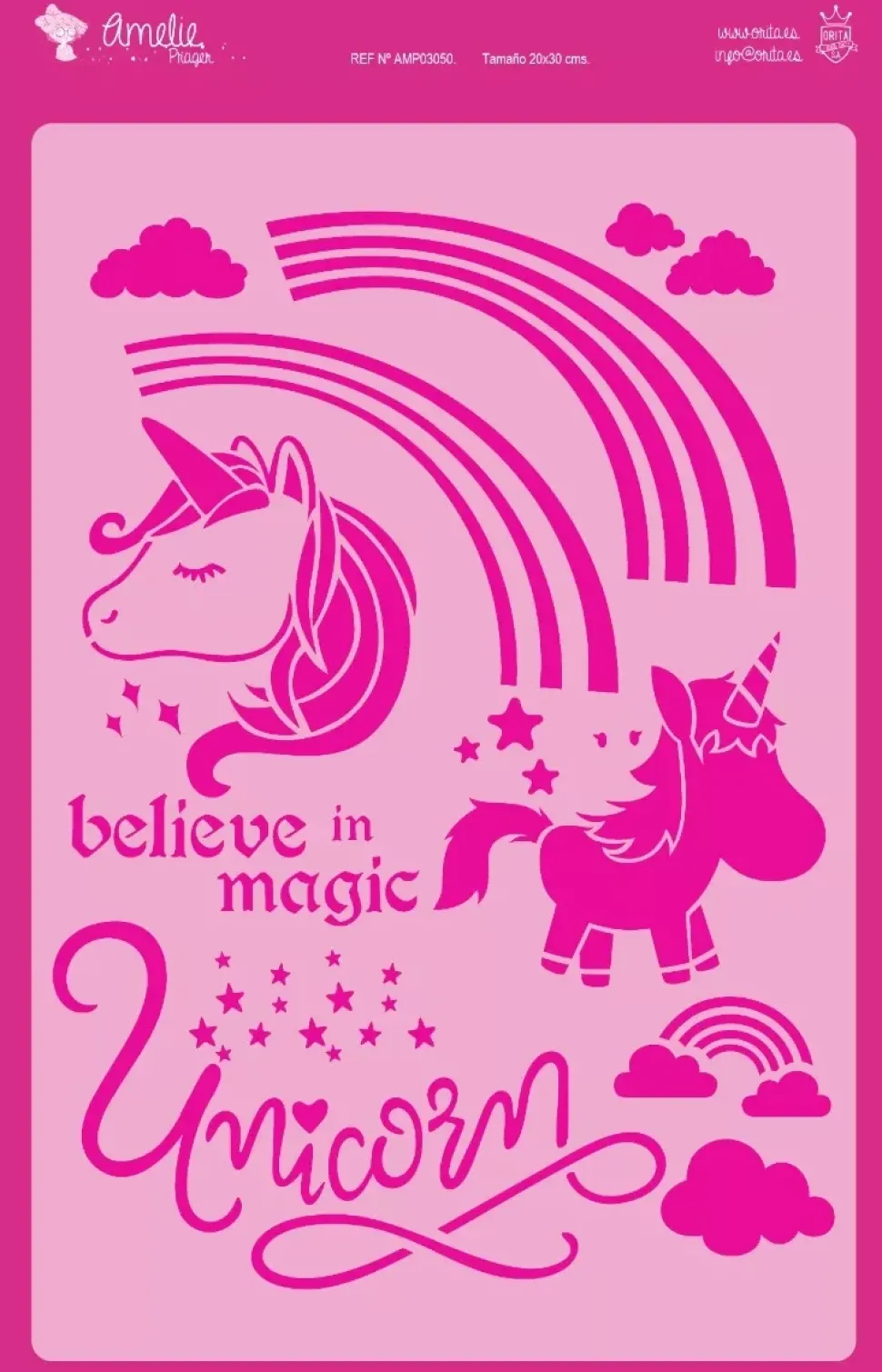 Plantilla de stencil Dos unicornios 20x30cm