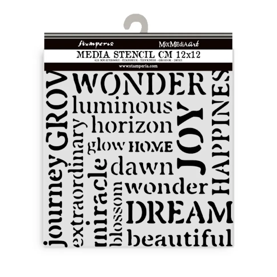 Plantilla de stencil Escritos Romantic Hidden Grove Stamperia 12x12cm