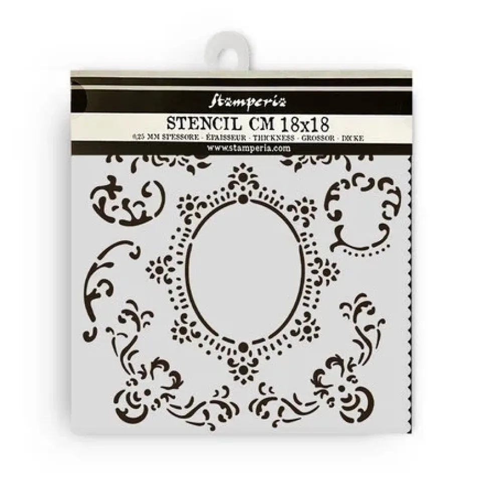 Plantilla de stencil Filigrana House of Roses Stamperia 18x18cm