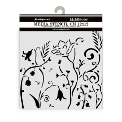 Plantilla de stencil Flores Romantic Hidden Grove Stamperia 12x12cm