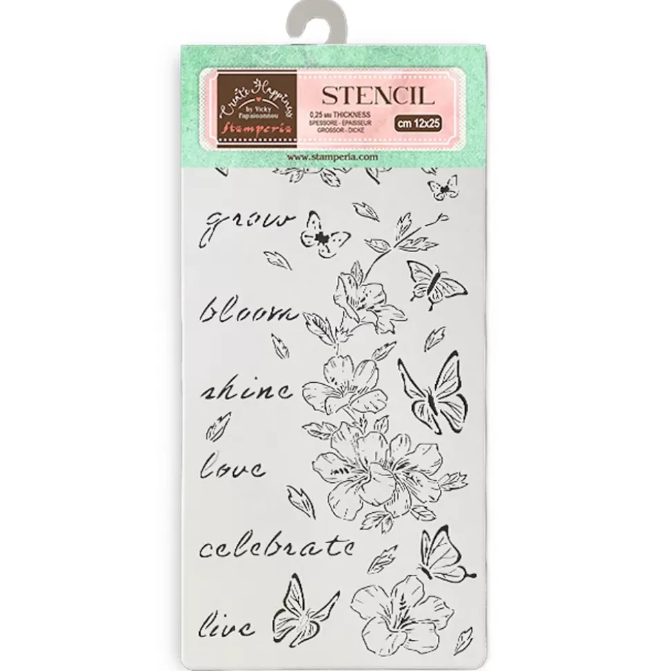 Plantilla de stencil Flores y Mariposas Secret Diary Stamperia 12x25cm