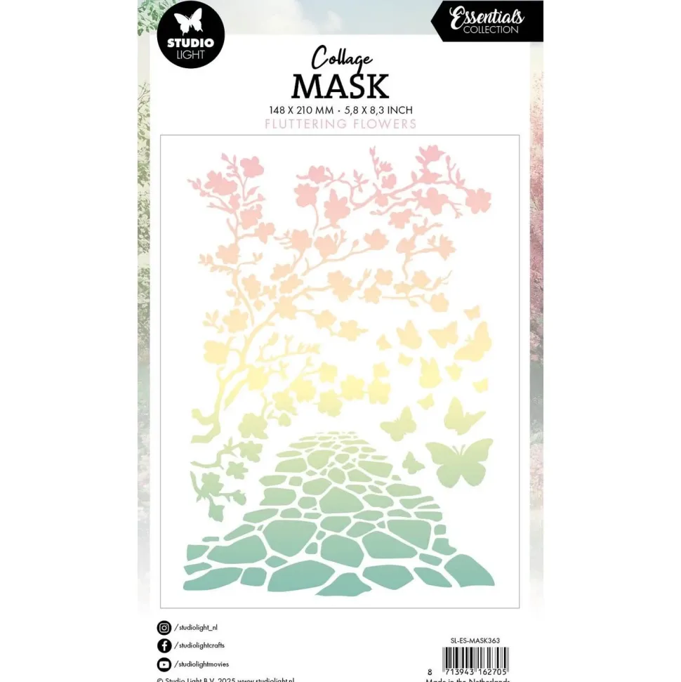 Plantilla de Stencil Fluttering Flowers Essentials Collection Studio Light