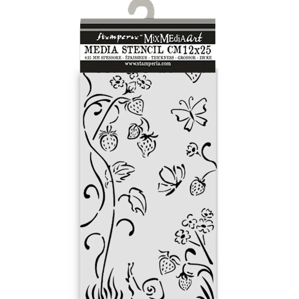 Plantilla de stencil Fresas Romantic Hidden Grove Stamperia 12x25cm