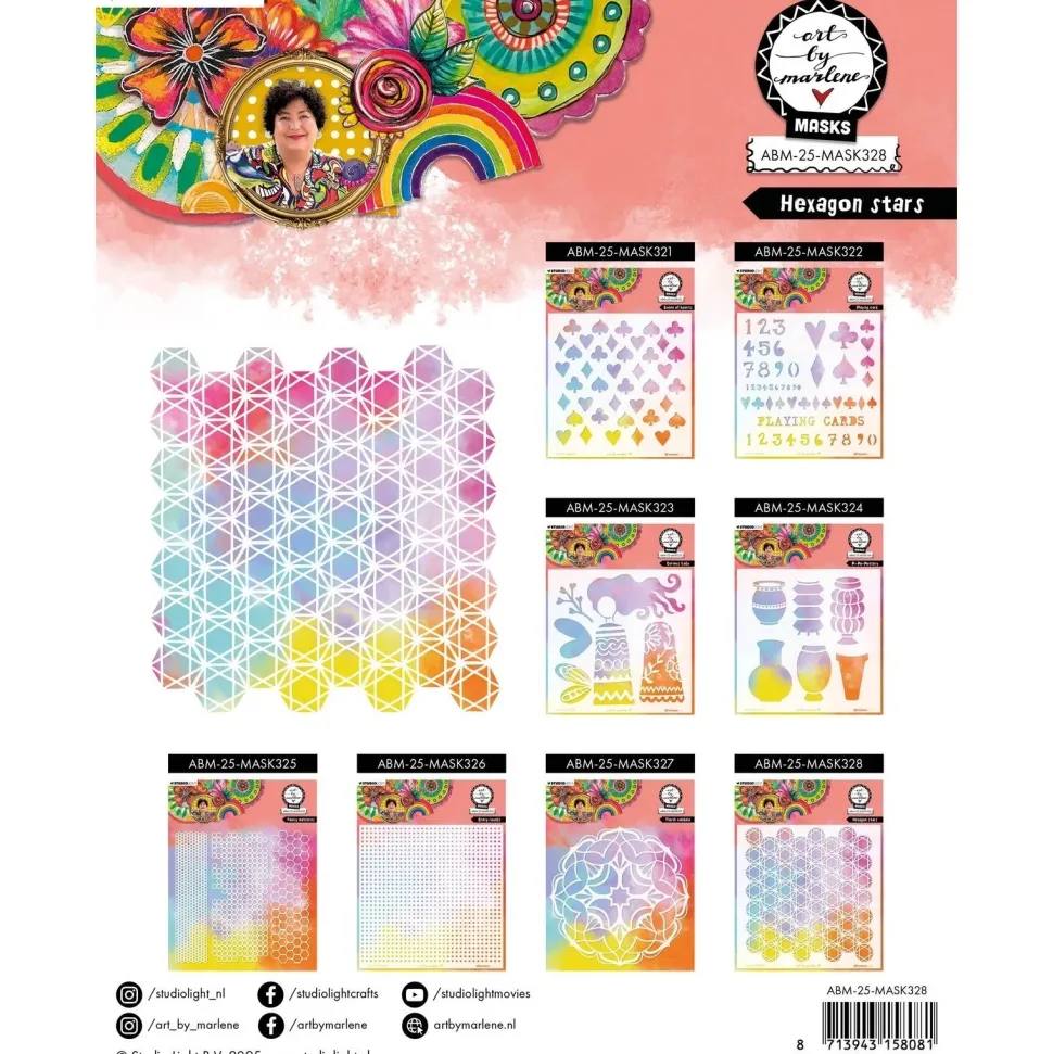 Plantilla de stencil Hexagon Stars Art By Marlene Studio Light
